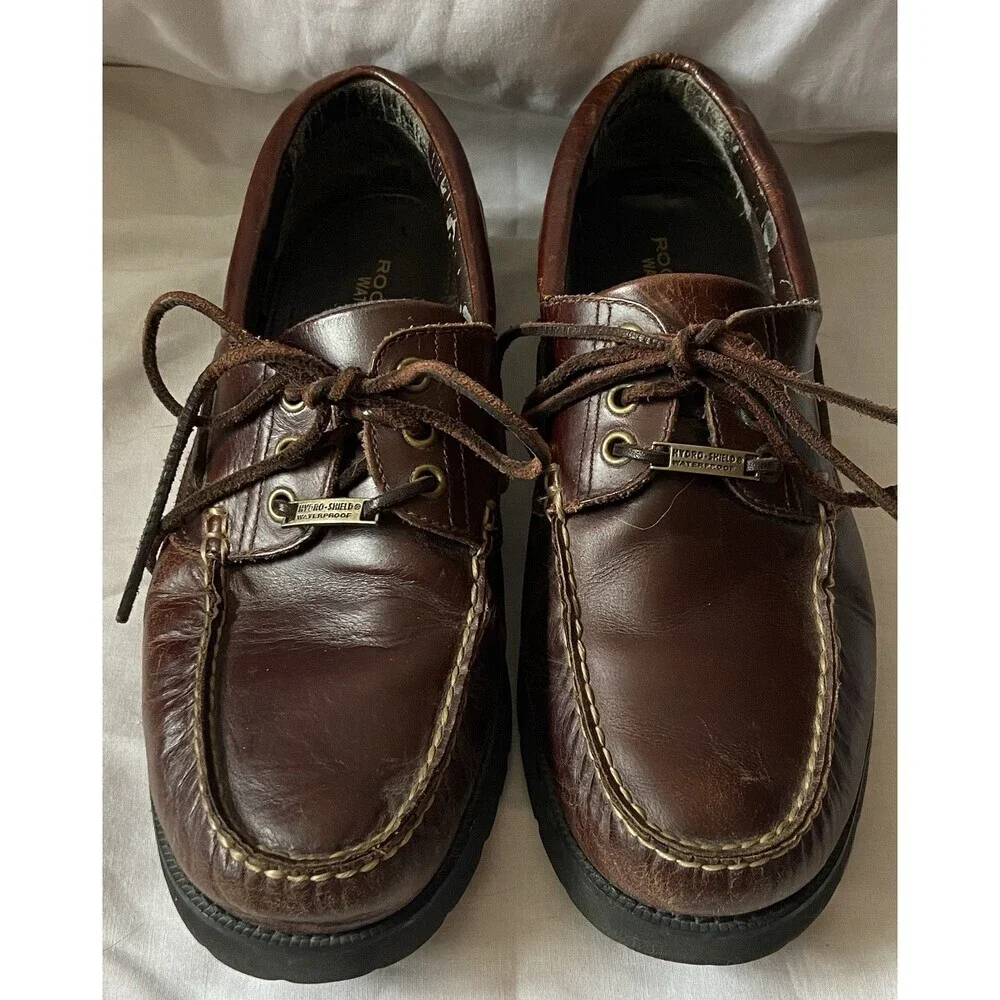 Rockport Mens Brown Leather Boat Deck shoes sz 9.5